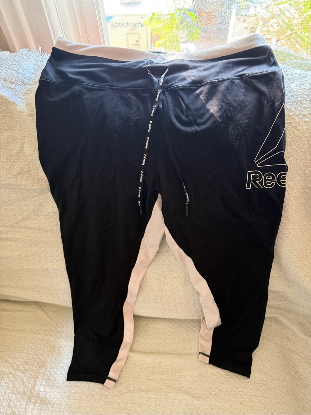 Reebok Black and Light Pink Girls' Jogger Sweatpants